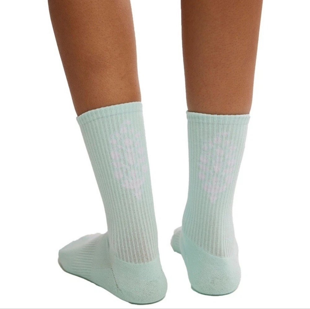 NWT FP Movement by Free People Last Lap Tube Socks Logo Mint Green Aqua